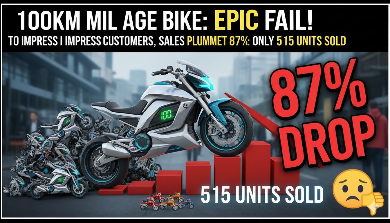 100Km माइलेज क्लेम वाली Hero HF 100 बाइक की इमेज, सेल्स गिरावट दिखाती हुई।