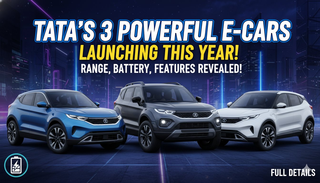Alt Text for featured image : टाटा पंच ईवी, सिएरा ईवी और हैरियर ईवी की साइड व्यू दिखाती इमेज, 2026 लॉन्च वाली धाकड़ इलेक्ट्रिक गाड़ियां
