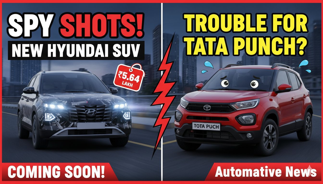 हुंडई Exter फेसलिफ्ट 2026 मॉडल स्पाई शॉट्स में कैद, टाटा पंच के लिए नई चुनौती