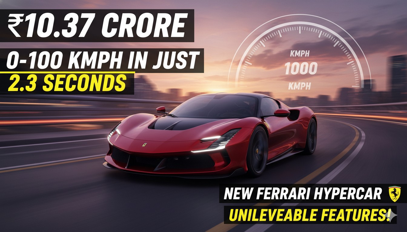 Ferrari 849 Testarossa सुपरकार फ्रंट व्यू, रेड कलर में भारत लॉन्च, 1050 hp हाइब्रिड V8