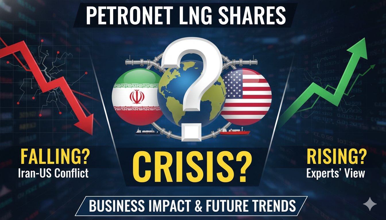 Petronet LNG शेयर प्राइस चार्ट ईरान-US युद्ध और Strait of Hormuz संकट के बीच उतार-चढ़ाव दिखाता हुआ