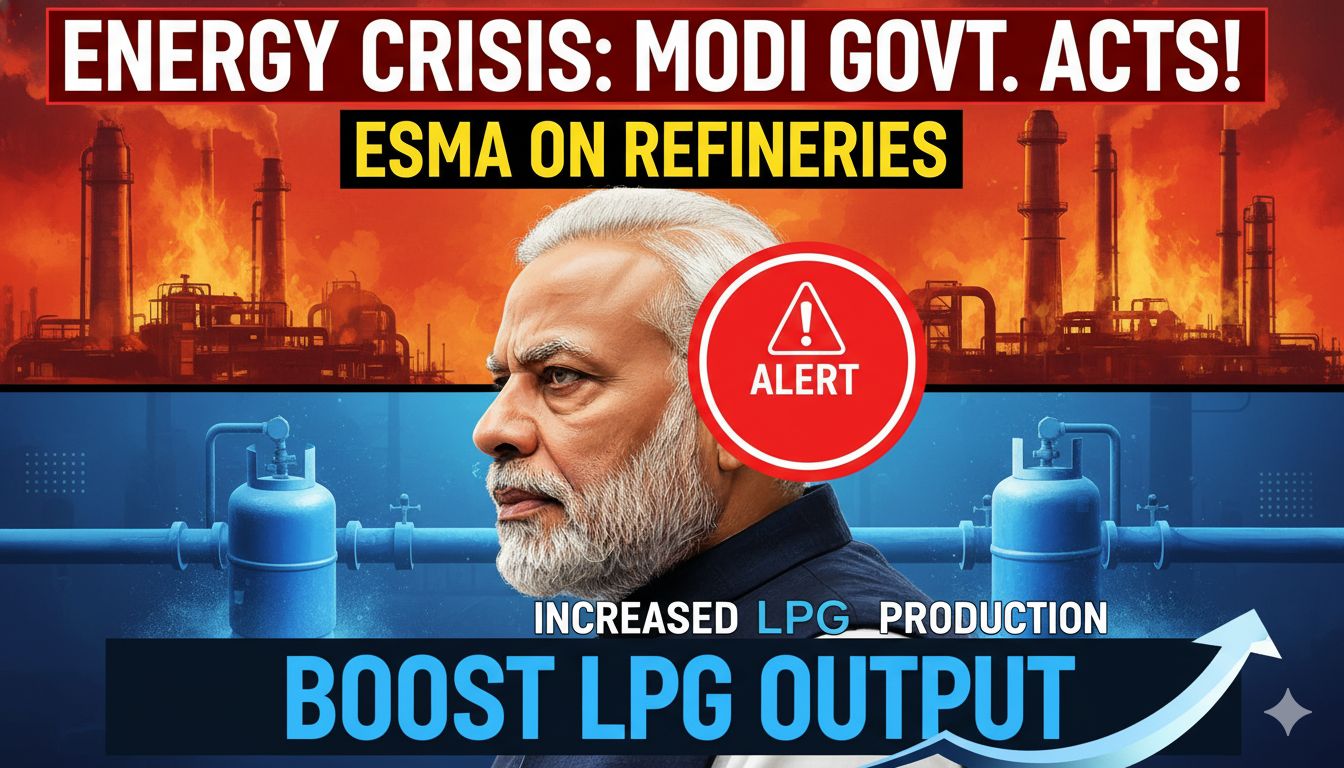 मोदी सरकार द्वारा रिफाइनरियों पर ESMA लगाकर LPG उत्पादन बढ़ाने का आदेश, ऊर्जा संकट के बीच घरेलू रसोई गैस आपूर्ति सुनिश्चित